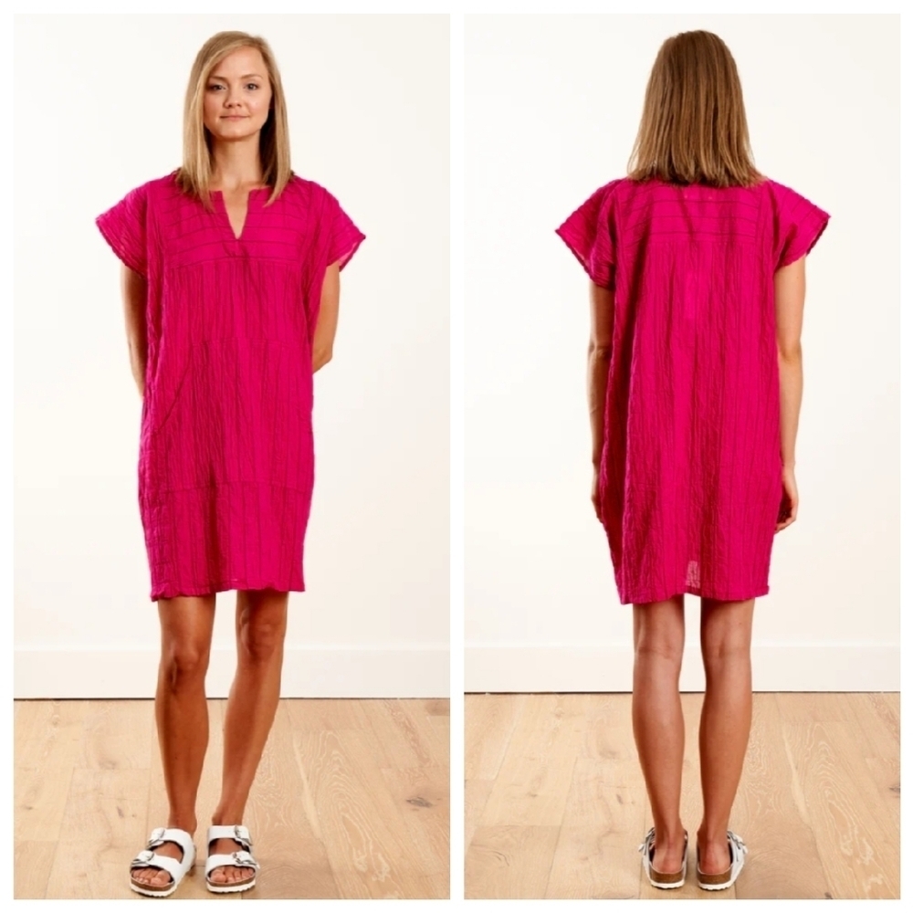 Pietsie L LARGE Sayulita Prickly Pear Pink Striped Tunic Dress